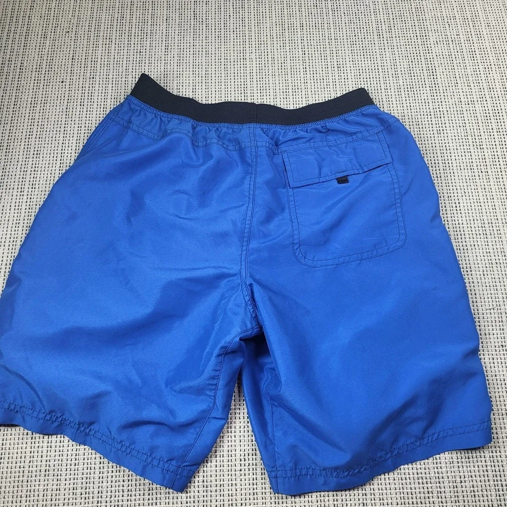 PrAna Shorts Mens Medium Blue Solid Swim Trunks‎ Elastic Waist Pockets Casual